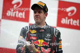 30.10.2011 New Delhi, India,  Sebastian Vettel (GER), Red Bull Racing  - Formula 1 World Championship, Rd 17, Indian Grand Prix, Sunday Podium