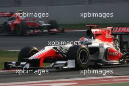 30.10.2011 New Delhi, India,  Narain Karthikeyan (IND),HRT Formula One Team  - Formula 1 World Championship, Rd 17, Indian Grand Prix, Sunday Race