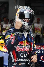 29.10.2011 New Delhi, India, pole man Sebastian Vettel (GER), Red Bull Racing with Lewis Hamilton (GBR), McLaren Mercedes  - Formula 1 World Championship, Rd 17, Indian Grand Prix, Saturday Qualifying