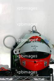 29.10.2011 New Delhi, India,  Helmet of Michael Schumacher (GER), Mercedes GP  - Formula 1 World Championship, Rd 17, Indian Grand Prix, Saturday Practice
