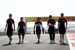 27.10.2011 New Delhi, India, Timo Glock (GER), Marussia Virgin Racing walks the track - Formula 1 World Championship, Rd 17, Indian Grand Prix, Thursday