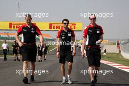 27.10.2011 New Delhi, India, Jérôme d'Ambrosio (BEL), Marussia Virgin Racing walks the track - Formula 1 World Championship, Rd 17, Indian Grand Prix, Thursday