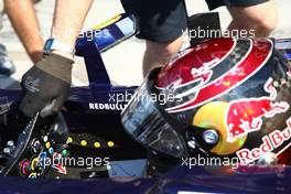 09.09.2011 Monza, Italy, Sebastian Vettel (GER), Red Bull Racing with smiliey faces in his cockpit for every win this season  - Formula 1 World Championship, Rd 13, Italian Grand Prix, Friday
