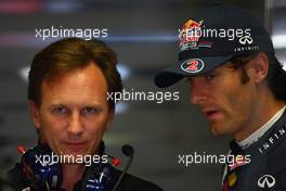 09.09.2011 Monza, Italy, Christian Horner (GBR), Red Bull Racing, Sporting Director and Mark Webber (AUS), Red Bull Racing  - Formula 1 World Championship, Rd 13, Italian Grand Prix, Friday Practice