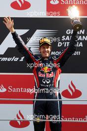 11.09.2011 Monza, Italy,  Sebastian Vettel (GER), Red Bull Racing wins the race - Formula 1 World Championship, Rd 13, Italian Grand Prix, Sunday Podium
