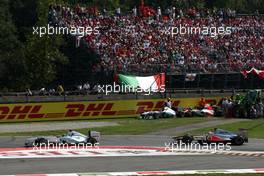 11.09.2011 Monza, Italy,  Michael Schumacher (GER), Mercedes GP Petronas F1 Team leads Lewis Hamilton (GBR), McLaren Mercedes - Formula 1 World Championship, Rd 13, Italian Grand Prix, Sunday Race