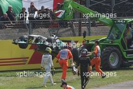 11.09.2011 Monza, Italy,  Nico Rosberg (GER), Mercedes GP Petronas F1 Team after A crash caused by Vitantonio Liuzzi (ITA), HRT Formula One Team - Formula 1 World Championship, Rd 13, Italian Grand Prix, Sunday Race