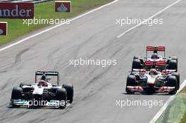 11.09.2011 Monza, Italy,  Michael Schumacher (GER), Mercedes GP Petronas F1 Team, Lewis Hamilton (GBR), McLaren Mercedes, Jenson Button (GBR), McLaren Mercedes - Formula 1 World Championship, Rd 13, Italian Grand Prix, Sunday Race