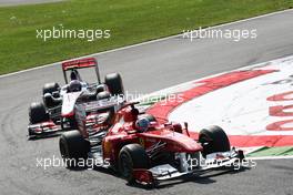 11.09.2011 Monza, Italy, Fernando Alonso (ESP), Scuderia Ferrari  leads Jenson Button (GBR), McLaren Mercedes - Formula 1 World Championship, Rd 13, Italian Grand Prix, Sunday Race