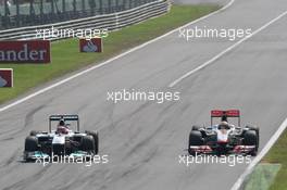 11.09.2011 Monza, Italy,  Michael Schumacher (GER), Mercedes GP Petronas F1 Team, Lewis Hamilton (GBR), McLaren Mercedes - Formula 1 World Championship, Rd 13, Italian Grand Prix, Sunday Race