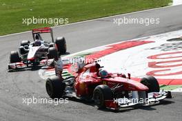 11.09.2011 Monza, Italy, Fernando Alonso (ESP), Scuderia Ferrari leads Jenson Button (GBR),  - Formula 1 World Championship, Rd 13, Italian Grand Prix, Sunday Race