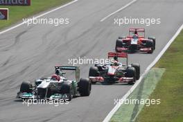 11.09.2011 Monza, Italy,  Mark Webber (AUS), Red Bull Racing leads Lewis Hamilton (GBR), McLaren Mercedes - Formula 1 World Championship, Rd 13, Italian Grand Prix, Sunday Race