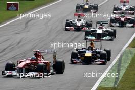 11.09.2011 Monza,  Fernando Alonso (ESP), Scuderia Ferrari, Sebastian Vettel (GER), Red Bull Racing - Formula 1 World Championship, Rd 13, Italian Grand Prix, Sunday Race