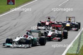 11.09.2011 Monza, Italy,  Michael Schumacher (GER), Mercedes GP Petronas F1 Team leads Lewis Hamilton (GBR), McLaren Mercedes - Formula 1 World Championship, Rd 13, Italian Grand Prix, Sunday Race