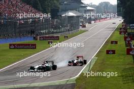 11.09.2011 Monza, Italy,  Michael Schumacher (GER), Mercedes GP Petronas F1 Team leads Lewis Hamilton (GBR), McLaren Mercedes - Formula 1 World Championship, Rd 13, Italian Grand Prix, Sunday Race