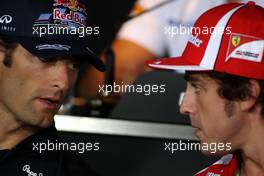 08.09.2011 Monza, Italy,  Mark Webber (AUS), Red Bull Racing, Fernando Alonso (ESP), Scuderia Ferrari - Formula 1 World Championship, Rd 13, Italian Grand Prix, Thursday Press Conference