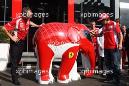 08.09.2011 Monza, Italy,  Stefano Domenicali (ITA) Ferrari General Director and Fernando Alonso (ESP), Scuderia Ferrari and an elephant - Formula 1 World Championship, Rd 13, Italian Grand Prix, Thursday