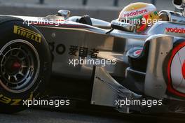 12.02.2011 Jerez, Spain,  Lewis Hamilton (GBR), McLaren Mercedes, MP4-26, running a measuring device - Formula 1 Testing - Formula 1 World Championship