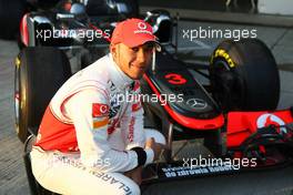 10.02.2011 Jerez, Spain,  Lewis Hamilton (GBR), McLaren Mercedes with a get well message for Robert Kubica - Formula 1 Testing - Formula 1 World Championship