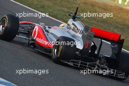 10.02.2011 Jerez, Spain,  Lewis Hamilton (GBR), McLaren Mercedes, MP4-26, running a measuring device - Formula 1 Testing - Formula 1 World Championship