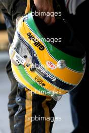 07.10.2011 Suzuka, Japan,  Helmet of Bruno Senna (BRE), Renault F1 Team  - Formula 1 World Championship, Rd 15, Japanese Grand Prix, Friday Practice