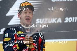 09.10.2011 Suzuka, Japan, Sebastian Vettel (GER), Red Bull Racing new world champion  - Formula 1 World Championship, Rd 15, Japanese Grand Prix, Sunday Podium