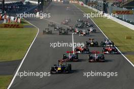 09.10.2011 Suzuka, Japan,  Start of the race, Sebastian Vettel (GER), Red Bull Racing  - Formula 1 World Championship, Rd 15, Japanese Grand Prix, Sunday Race