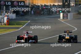 09.10.2011 Suzuka, Japan,  Fernando Alonso (ESP), Scuderia Ferrari and Sebastian Vettel (GER), Red Bull Racing  - Formula 1 World Championship, Rd 15, Japanese Grand Prix, Sunday Race