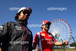 09.10.2011 Suzuka, Japan,  Sergio Perez (MEX), Sauber F1 Team and Felipe Massa (BRA), Scuderia Ferrari  - Formula 1 World Championship, Rd 15, Japanese Grand Prix, Sunday