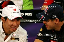 06.10.2011 Suzuka, Japan,  Kamui Kobayashi (JAP), Sauber F1 Team and Sebastian Vettel (GER), Red Bull Racing  - Formula 1 World Championship, Rd 15, Japanese Grand Prix, Thursday Press Conference