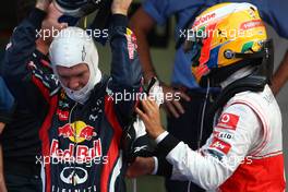 16.10.2011 Yeongam, Korea, Sebastian Vettel (GER), Red Bull Racing and Lewis Hamilton (GBR), McLaren Mercedes  - Formula 1 World Championship, Rd 16, Korean Grand Prix, Sunday Podium