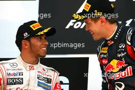 16.10.2011 Yeongam, Korea,  Lewis Hamilton (GBR), McLaren Mercedes and Sebastian Vettel (GER), Red Bull Racing  - Formula 1 World Championship, Rd 16, Korean Grand Prix, Sunday Podium