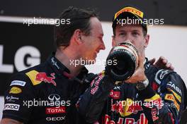 16.10.2011 Yeongam, Korea, Christian Horner (GBR), Red Bull Racing, Sporting Director and Sebastian Vettel (GER), Red Bull Racing  - Formula 1 World Championship, Rd 16, Korean Grand Prix, Sunday Podium