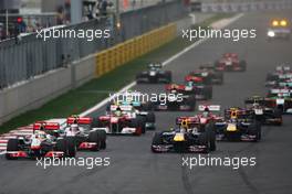 16.10.2011 Yeongam, Korea, Lewis Hamilton (GBR), McLaren Mercedes leads the start of the race  - Formula 1 World Championship, Rd 16, Korean Grand Prix, Sunday Race