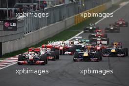16.10.2011 Yeongam, Korea, Lewis Hamilton (GBR), McLaren Mercedes leads the start of the race  - Formula 1 World Championship, Rd 16, Korean Grand Prix, Sunday Race