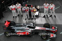 04.02.2011 Berlin, Germany,  Jenson Button (GBR), McLaren Mercedes, Lewis Hamilton (GBR), McLaren Mercedes - Vodafone McLaren Mercedes MP4-26 Launch - Formula 1 World Championship
