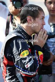29.05.2011 Monaco, Monte Carlo, Sebastian Vettel (GER), Red Bull Racing in the pool - Formula 1 World Championship, Rd 6, Monaco Grand Prix, Sunday Podium