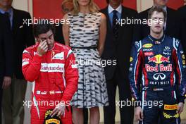 29.05.2011 Monte Carlo, Monaco,  Fernando Alonso (ESP), Scuderia Ferrari and Sebastian Vettel (GER), Red Bull Racing - Formula 1 World Championship, Rd 06, Monaco Grand Prix, Sunday Podium