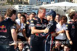 29.05.2011 Monte Carlo, Monaco,  Sebastian Vettel (GER), Red Bull Racing, celebrates with the team - Formula 1 World Championship, Rd 06, Monaco Grand Prix, Sunday Podium