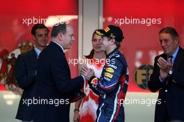 29.05.2011 Monte Carlo, Monaco,  Sebastian Vettel (GER), Red Bull Racing and Prince Albert of Monaco - Formula 1 World Championship, Rd 06, Monaco Grand Prix, Sunday Podium