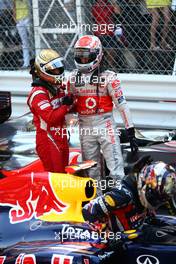 29.05.2011 Monte Carlo, Monaco,  Fernando Alonso (ESP), Scuderia Ferrari with Jenson Button (GBR), McLaren Mercedes and Sebastian Vettel (GER), Red Bull Racing - Formula 1 World Championship, Rd 06, Monaco Grand Prix, Sunday Podium