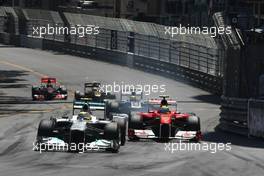 29.05.2011 Monte Carlo, Monaco,  Nico Rosberg (GER), Mercedes GP and Felipe Massa (BRA), Scuderia Ferrari  - Formula 1 World Championship, Rd 06, Monaco Grand Prix, Sunday Race