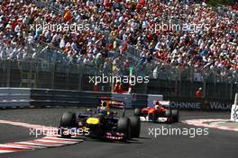 29.05.2011 Monte Carlo, Monaco,  Sebastian Vettel (GER), Red Bull Racing leads Fernando Alonso (ESP), Scuderia Ferrari - Formula 1 World Championship, Rd 06, Monaco Grand Prix, Sunday Race