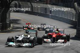 29.05.2011 Monte Carlo, Monaco,  Nico Rosberg (GER), Mercedes GP and Felipe Massa (BRA), Scuderia Ferrari  - Formula 1 World Championship, Rd 06, Monaco Grand Prix, Sunday Race