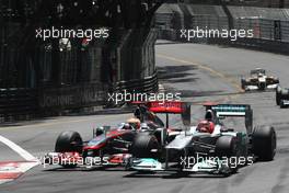 29.05.2011 Monte Carlo, Monaco,  Lewis Hamilton (GBR), McLaren Mercedes and Michael Schumacher (GER), Mercedes GP  - Formula 1 World Championship, Rd 06, Monaco Grand Prix, Sunday Race