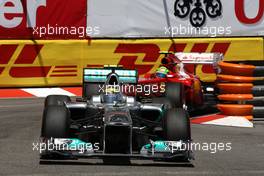 29.05.2011 Monte Carlo, Monaco,  Nico Rosberg (GER), Mercedes GP Petronas F1 Team leads Felipe Massa (BRA), Scuderia Ferrari - Formula 1 World Championship, Rd 06, Monaco Grand Prix, Sunday Race
