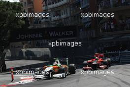 29.05.2011 Monte Carlo, Monaco,  Paul di Resta (GBR), Force India F1 Team and Jerome d'Ambrosio (BEL), Virgin Racing  - Formula 1 World Championship, Rd 06, Monaco Grand Prix, Sunday Race