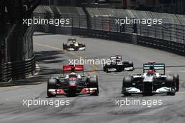 29.05.2011 Monte Carlo, Monaco,  Lewis Hamilton (GBR), McLaren Mercedes and Michael Schumacher (GER), Mercedes GP  - Formula 1 World Championship, Rd 06, Monaco Grand Prix, Sunday Race