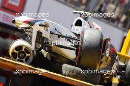 28.05.2011 Monaco, Monte Carlo, Crashed car of Sergio Perez (MEX), Sauber F1 Team, C30 - Formula 1 World Championship, Rd 6, Monaco Grand Prix, Saturday Qualifying