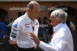 26.05.2011 Monte Carlo, Monaco,  Peter Sauber (SUI), Sauber F1 Team, Team Principal with Bernie Ecclestone (GBR) - Formula 1 World Championship, Rd 06, Monaco Grand Prix, Thursday Practice
